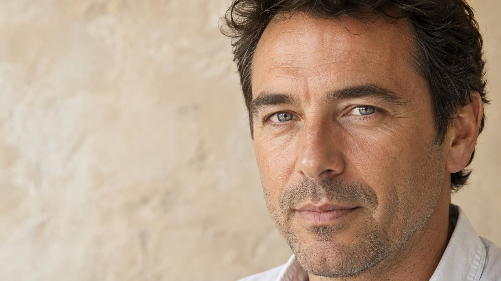 Ritratto naturale di un uomo adulto che mostra la regione sotto gli occhi